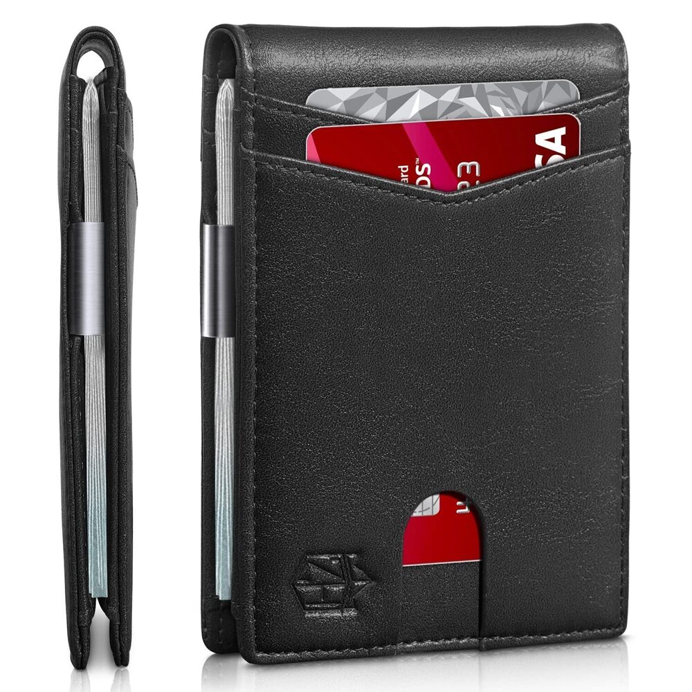 4694 Money Clip Wallets ,Slim Bifold Wallet 10-12 Cards, Leather Wallet